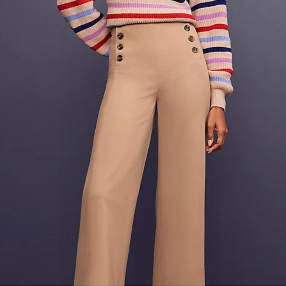 Anne Taylor wide leg cropped sailor pant